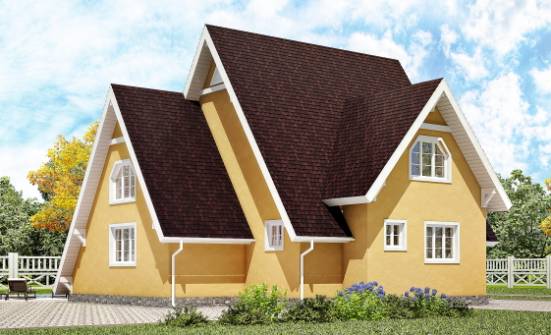 155-008-П Проект двухэтажного дома мансардный этаж, небольшой коттедж из бревен Лениногорск | Проекты домов от House Expert