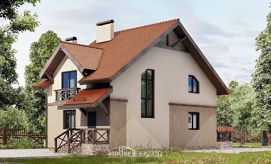 120-003-Л Проект двухэтажного дома мансардой, бюджетный домик из газосиликатных блоков Азнакаево | Проекты домов от House Expert