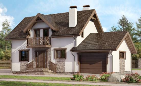 180-013-П Проект двухэтажного дома с мансардой и гаражом, доступный дом из бризолита Бугульма | Проекты домов от House Expert