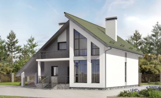 170-009-Л Проект двухэтажного дома мансардой и гаражом, красивый дом из бризолита Нижнекамск | Проекты домов от House Expert