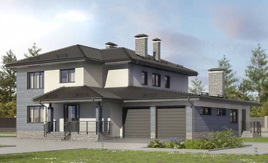 340-005-П Проект двухэтажного дома и гаражом, большой загородный дом из блока Елабуга | Проекты домов от House Expert