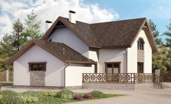 180-013-П Проект двухэтажного дома с мансардой и гаражом, доступный дом из бризолита Бугульма | Проекты домов от House Expert