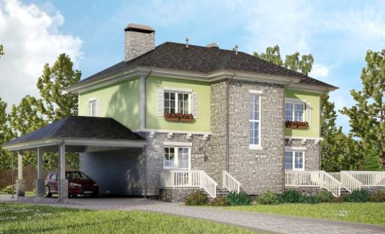 155-006-П Проект двухэтажного дома, гараж, современный загородный дом из теплоблока Чистополь | Проекты домов от House Expert