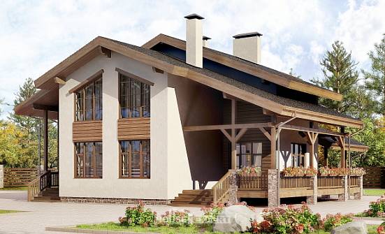 240-003-П Проект двухэтажного дома с мансардой, красивый загородный дом из кирпича Заинск | Проекты домов от House Expert