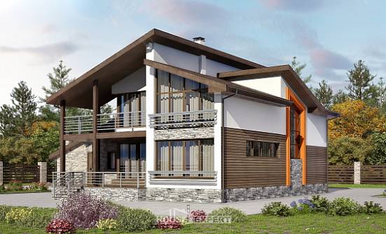240-004-П Проект двухэтажного дома мансардой, гараж, простой загородный дом из поризованных блоков Зеленодольск | Проекты домов от House Expert