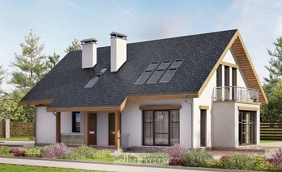 185-005-П Проект двухэтажного дома с мансардой, гараж, классический домик из керамзитобетонных блоков Агрыз | Проекты домов от House Expert