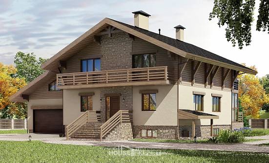 420-001-Л Проект трехэтажного дома с мансардным этажом, гараж, красивый коттедж из кирпича Зеленодольск | Проекты домов от House Expert