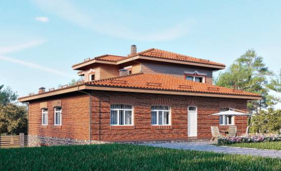 380-002-Л Проект трехэтажного дома и гаражом, просторный домик из кирпича, Зеленодольск