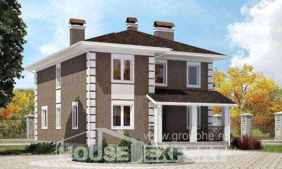 185-002-П Проект двухэтажного дома, бюджетный домик из теплоблока Заинск, House Expert
