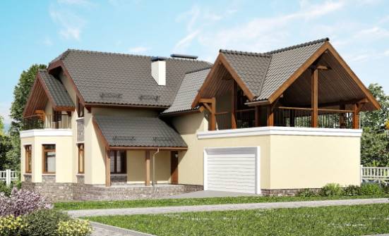 255-003-П Проект трехэтажного дома мансардой и гаражом, современный загородный дом из бризолита Нижнекамск | Проекты домов от House Expert