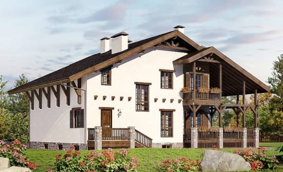 400-004-П Проект трехэтажного дома мансардой и гаражом, классический дом из кирпича Заинск | Проекты домов от House Expert