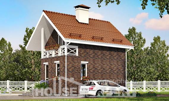 045-001-Л Проект двухэтажного дома с мансардным этажом, миниатюрный домик из блока Нижнекамск, House Expert