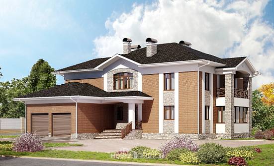 520-002-Л Проект трехэтажного дома, гараж, просторный загородный дом из теплоблока, Альметьевск