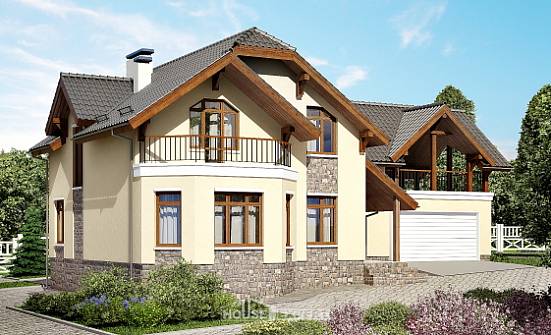 255-003-П Проект трехэтажного дома мансардой и гаражом, современный загородный дом из бризолита Нижнекамск | Проекты домов от House Expert