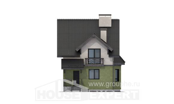 120-003-П Проект двухэтажного дома мансардой, экономичный домик из керамзитобетонных блоков Заинск, House Expert