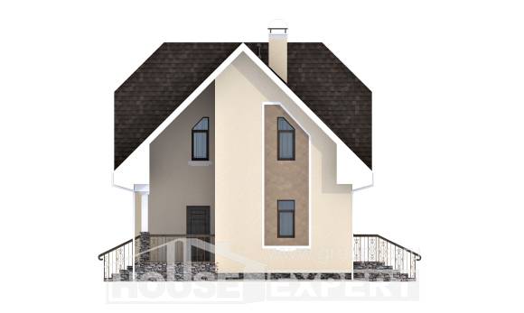 125-001-Л Проект двухэтажного дома с мансардным этажом, уютный загородный дом из керамзитобетонных блоков Азнакаево, House Expert