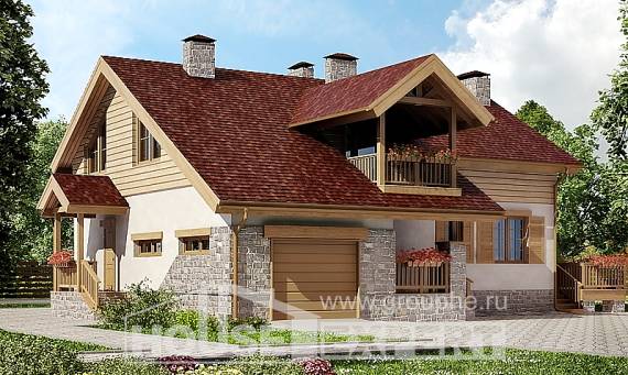 165-002-П Проект двухэтажного дома мансардный этаж и гаражом, экономичный домик из блока Заинск, House Expert