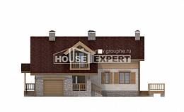 165-002-П Проект двухэтажного дома мансардой и гаражом, бюджетный домик из арболита Елабуга, House Expert