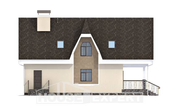 125-001-Л Проект двухэтажного дома с мансардой, скромный домик из арболита Альметьевск, House Expert