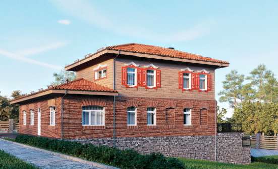 380-002-Л Проект трехэтажного дома и гаражом, просторный домик из кирпича, Зеленодольск