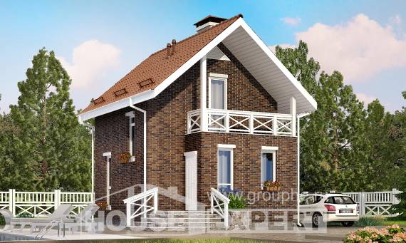 045-001-Л Проект двухэтажного дома с мансардой, недорогой загородный дом из бризолита Лениногорск, House Expert