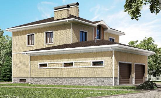 350-002-Л Проект трехэтажного дома и гаражом, огромный коттедж из кирпича, Агрыз