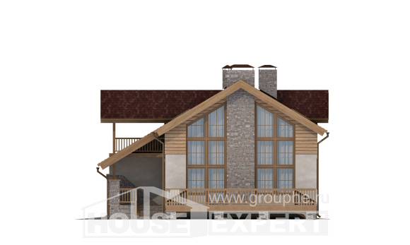 165-002-П Проект двухэтажного дома мансардный этаж, гараж, экономичный коттедж из газобетона Чистополь, House Expert
