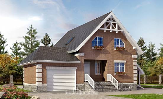 200-009-Л Проект трехэтажного дома с мансардой, гараж, средний домик из газобетона Заинск | Проекты домов от House Expert
