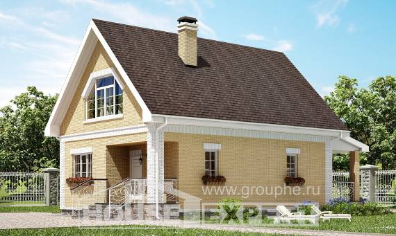 130-004-П Проект двухэтажного дома с мансардой, скромный дом из твинблока Агрыз, House Expert