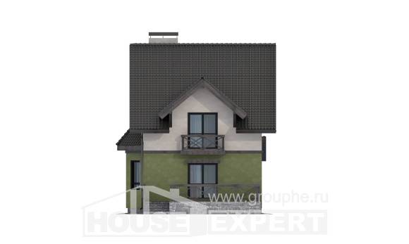 120-003-П Проект двухэтажного дома мансардный этаж, недорогой домик из газобетона Бугульма, House Expert