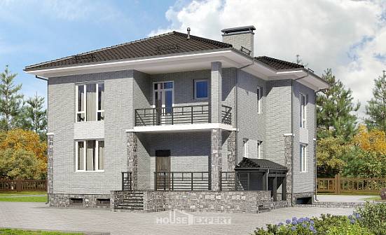 275-004-П Проект трехэтажного дома, гараж, современный домик из кирпича, Зеленодольск