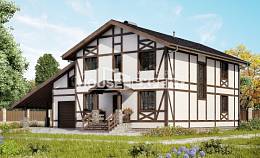 250-002-Л Проект двухэтажного дома с мансардой и гаражом, простой дом из кирпича Чистополь, House Expert