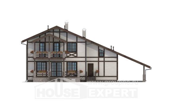 250-002-Л Проект двухэтажного дома с мансардой и гаражом, просторный коттедж из кирпича Азнакаево, House Expert
