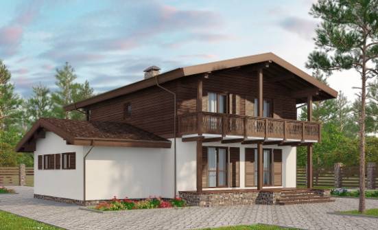 180-018-Л Проект двухэтажного дома с мансардным этажом, гараж, классический домик из твинблока, Зеленодольск