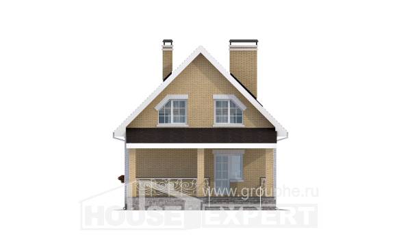 130-004-П Проект двухэтажного дома мансардой, бюджетный домик из бризолита Азнакаево, House Expert