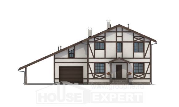 250-002-Л Проект двухэтажного дома мансардой и гаражом, уютный домик из кирпича Альметьевск, House Expert