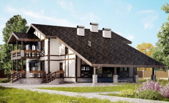 250-002-Л Проект двухэтажного дома мансардой и гаражом, просторный домик из кирпича, Елабуга