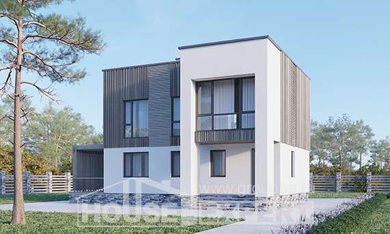 150-017-П Проект двухэтажного дома, простой загородный дом из теплоблока Набережные Челны, House Expert