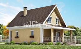 130-004-П Проект двухэтажного дома с мансардой, бюджетный домик из пеноблока Нижнекамск, House Expert