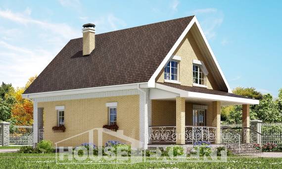 130-004-П Проект двухэтажного дома с мансардой, бюджетный домик из пеноблока Нижнекамск, House Expert